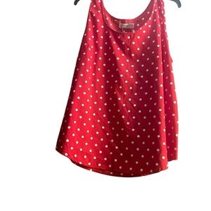 Red Relaxed Tank Top with White Polka Dots